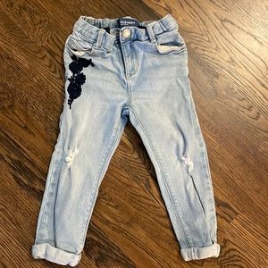 Girls distressed and embroidered jeans